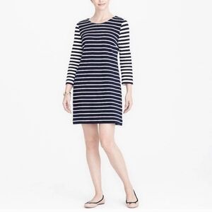 J. Crew navy Stripes  Maritime long Sleeves Cotton  Midi Dress Size L